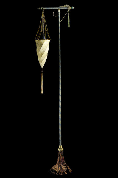 Fortuny Cesendello floor silk lamp green stand