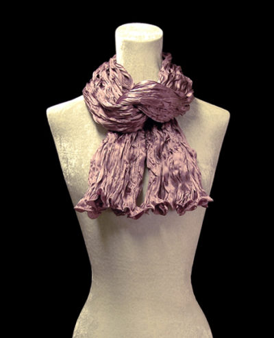 Fortuny crinkled crepe satin mauve silk scarf