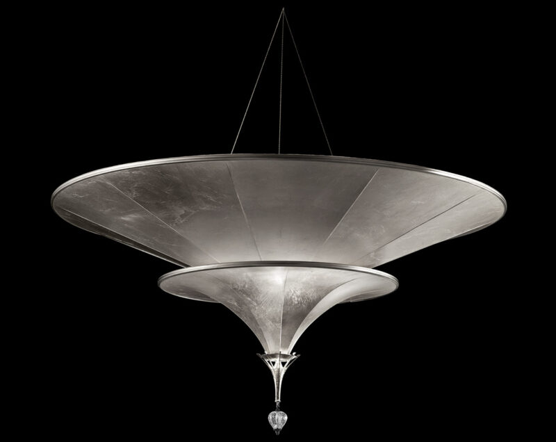 Fortuny Icaro glass fibre 2 tiers silver lamp
