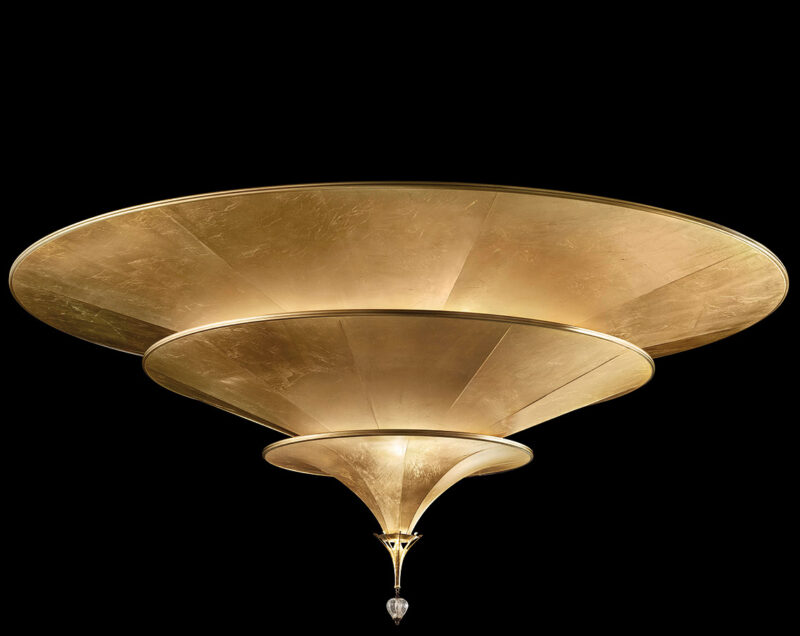 Fortuny Icaro glass fibre 3 tiers gold lamp - flush mounted