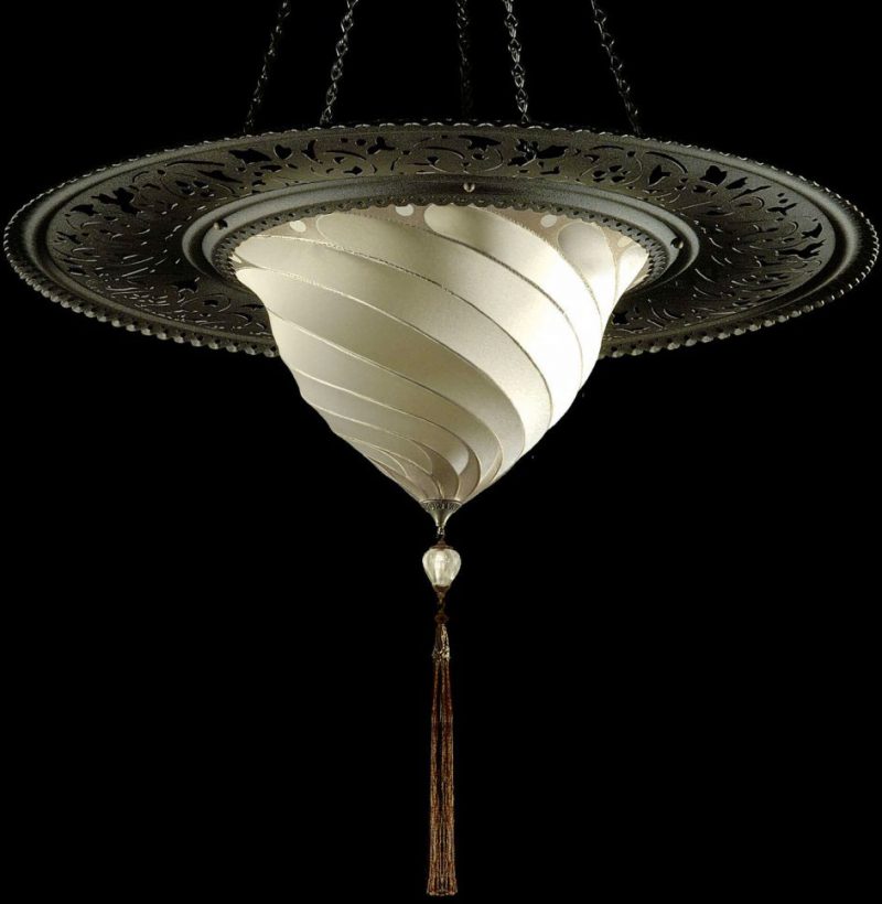 Fortuny Samarkanda Plain silk lamp with metal ring