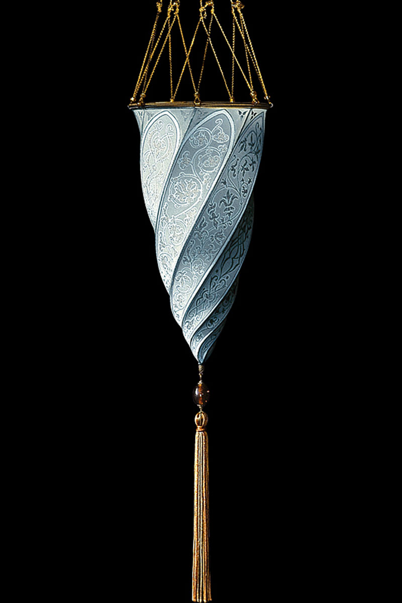 Fortuny Cesendello light blue silk lamp