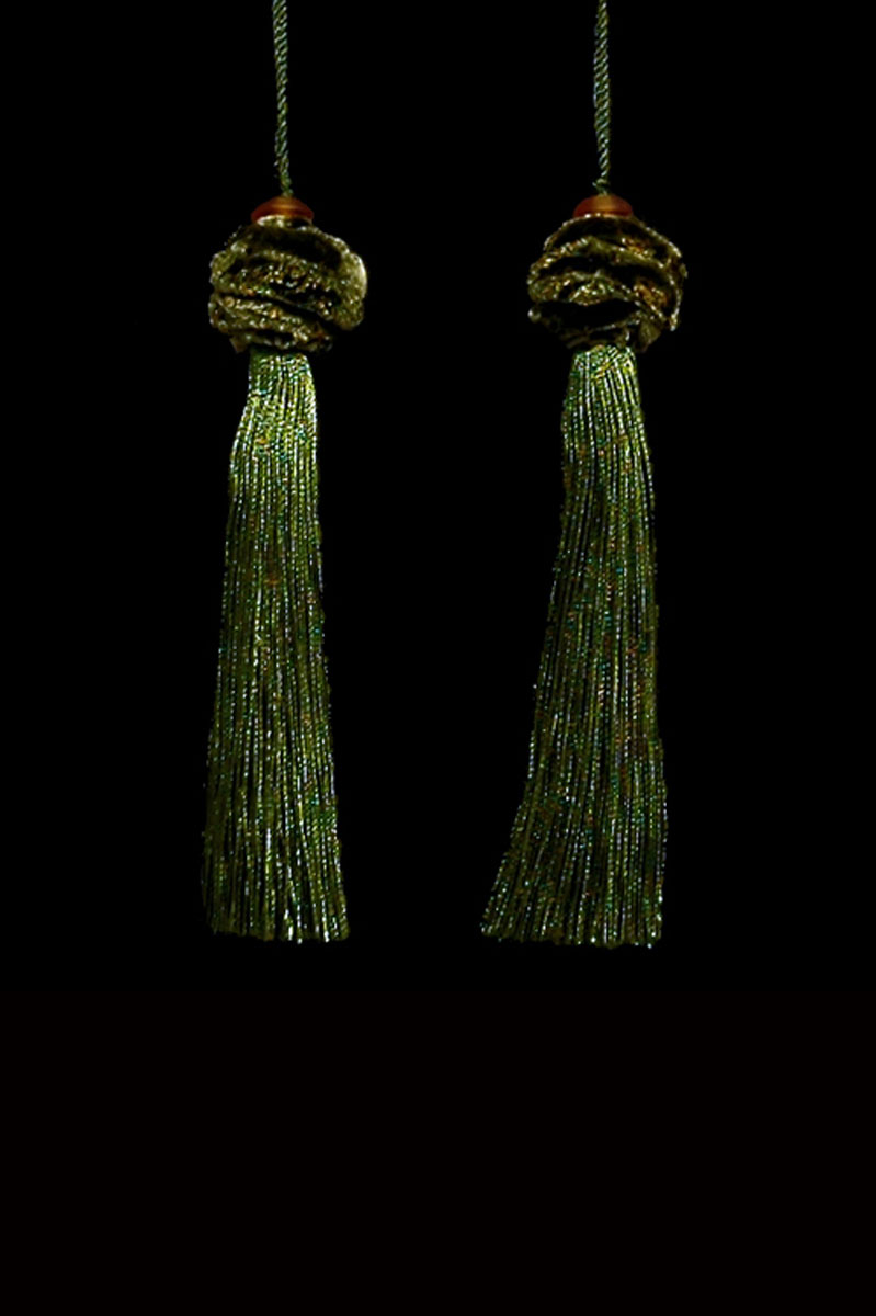 Venetia Studium Turbante couple of olive green key tassels