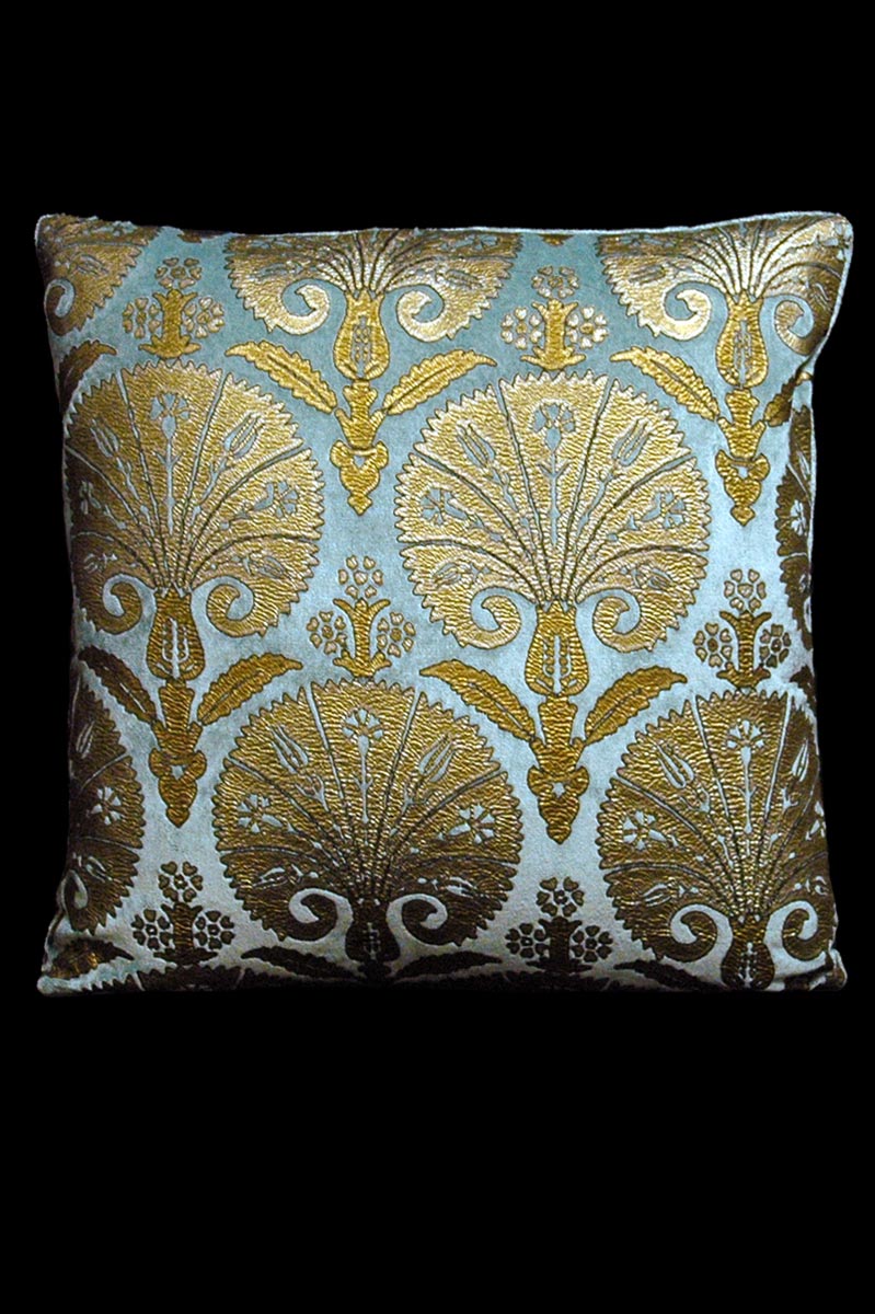 Venetia Studium Istanbul square light blue printed velvet cushion front