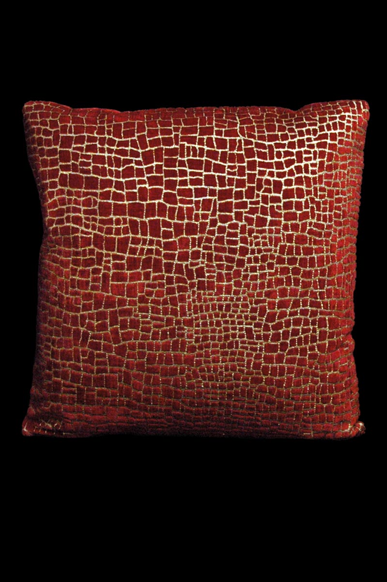 Venetia Studium Mosaico red printed velvet square cushion front
