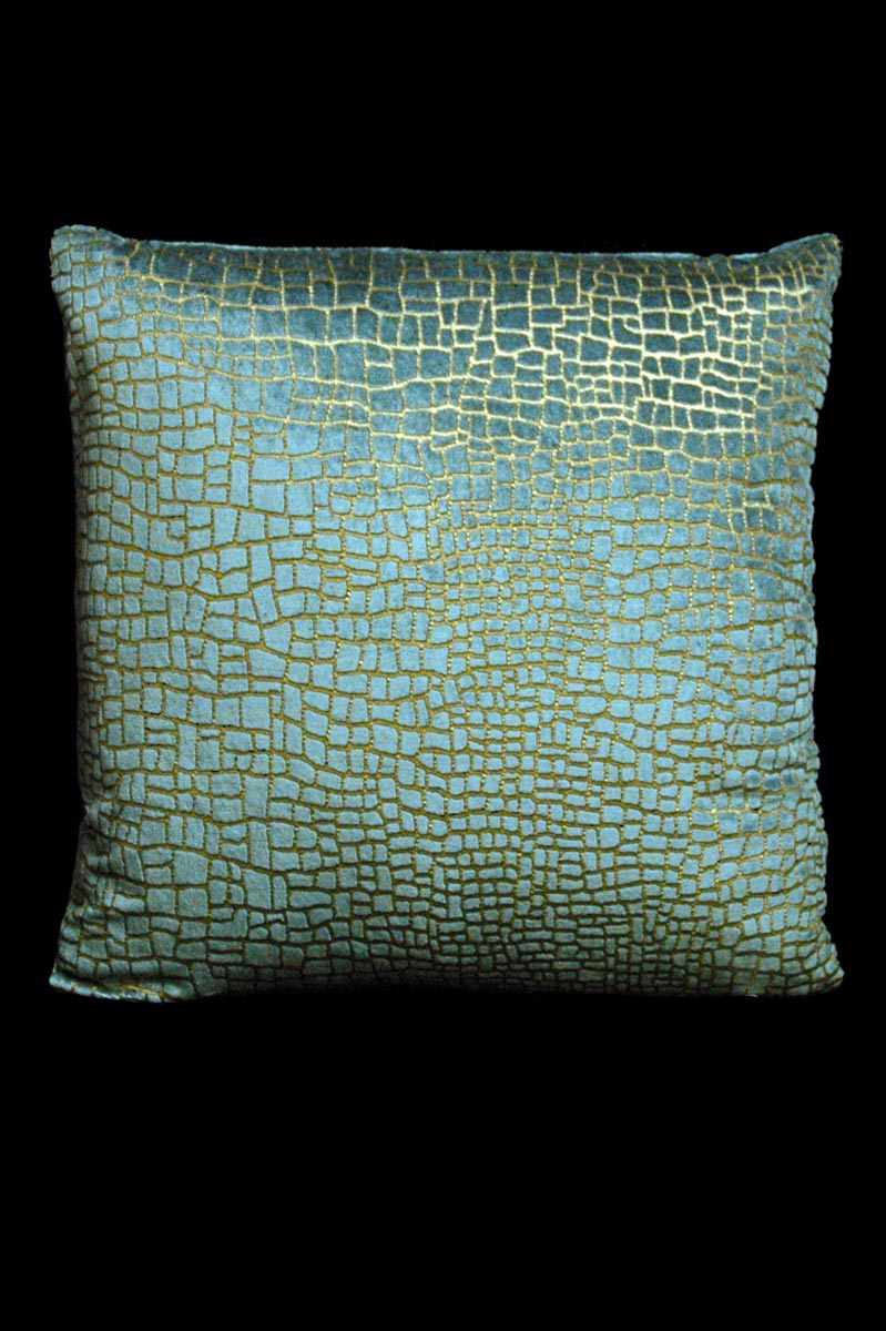 Venetia Studium Mosaico teal printed velvet square cushion front