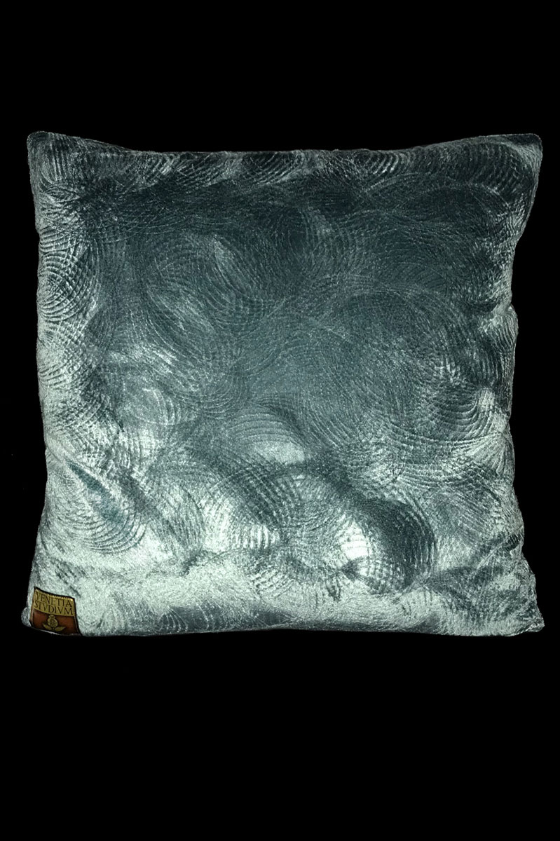 Venetia Studium teal printed velvet square cushion back
