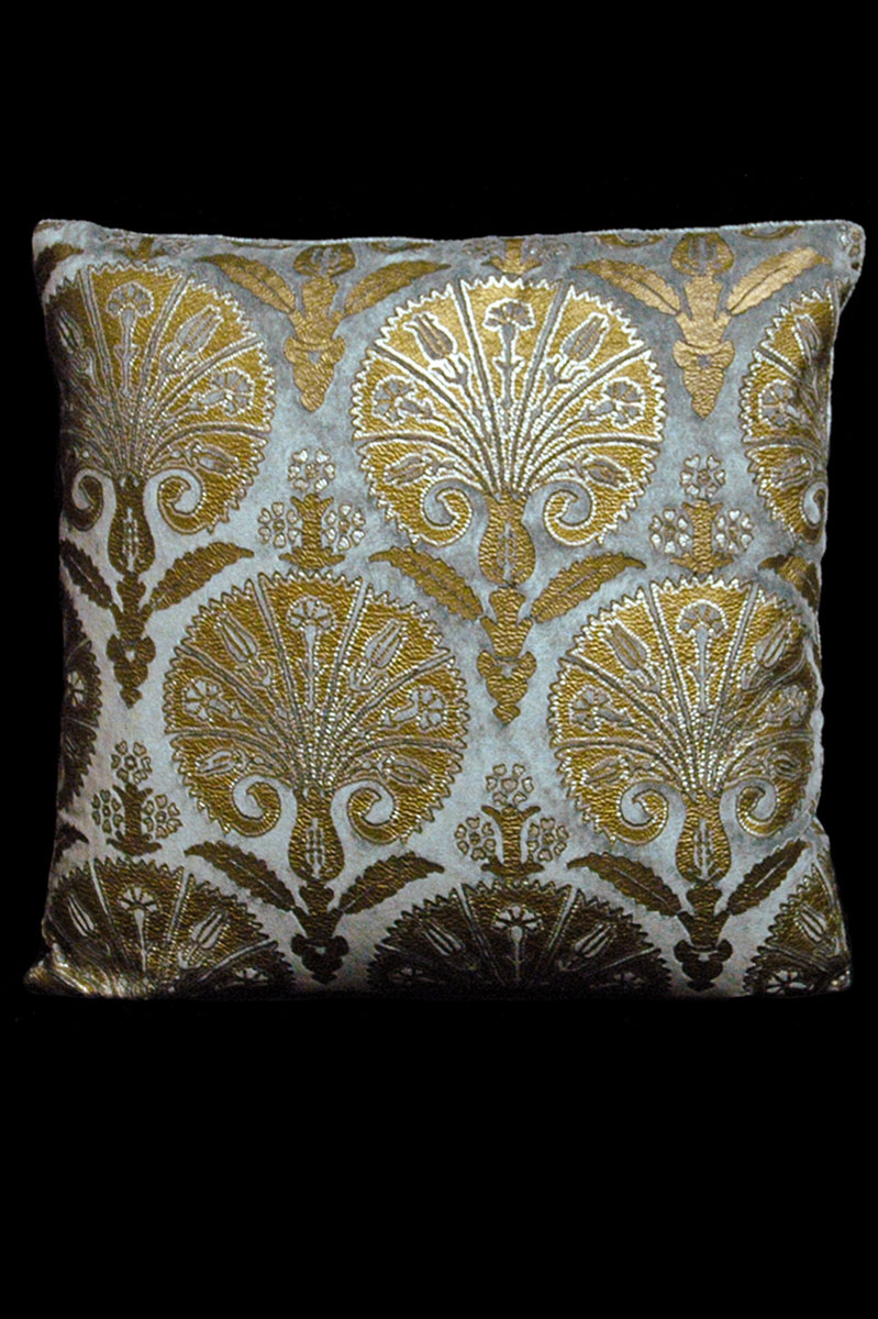 Venetia Studium Istanbul square grey printed velvet cushion front