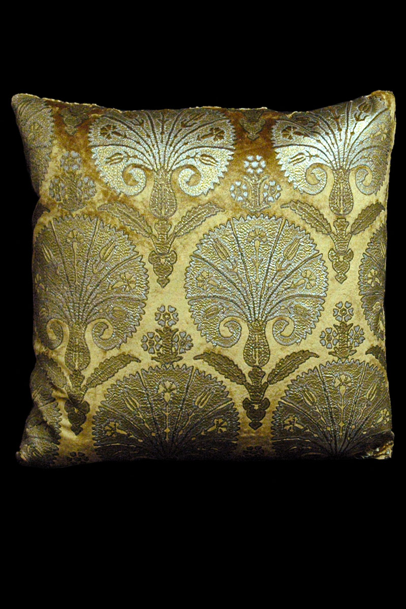 Venetia Studium Istanbul square caramel printed velvet cushion front