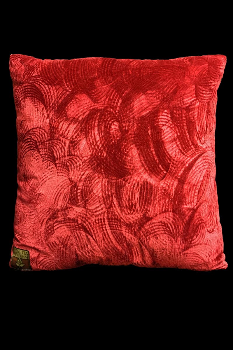 Venetia Studium red printed velvet cushion back