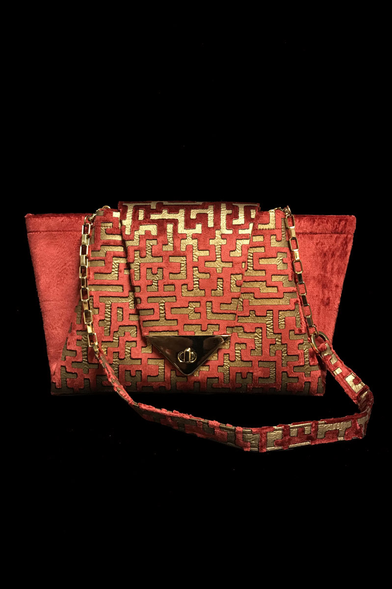 Fortuny Alexandra velvet bag front