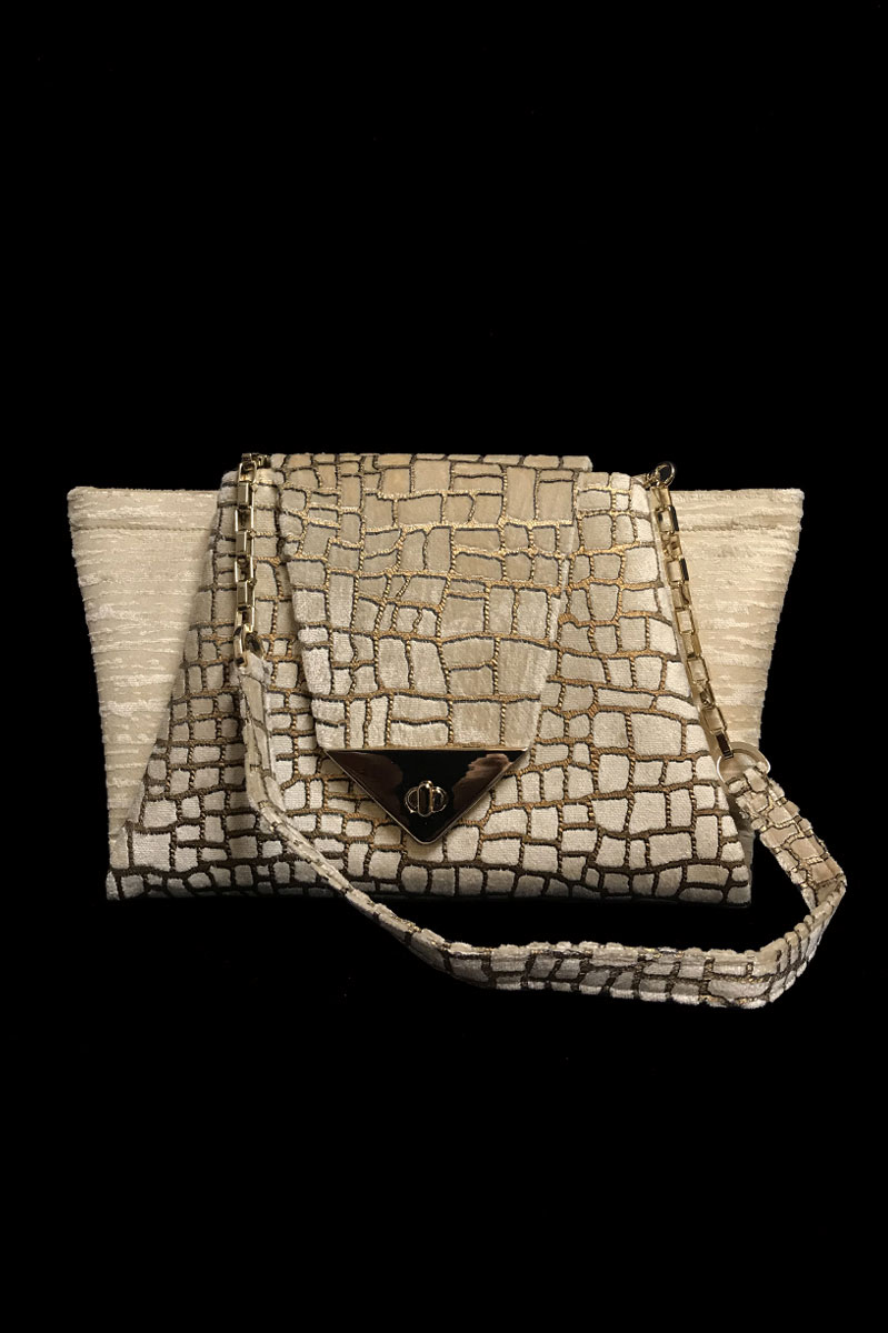 Fortuny Alexandra velvet bag front