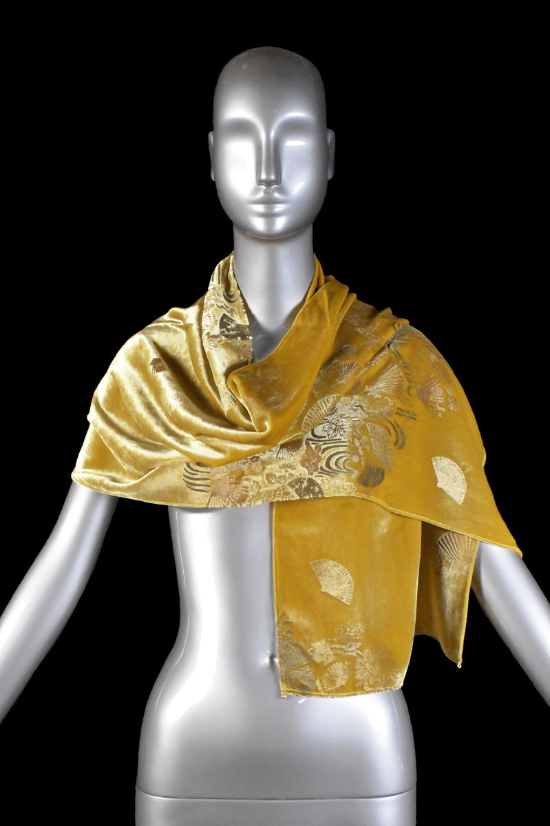 Fortuny printed velvet scarf with Murano glass beads