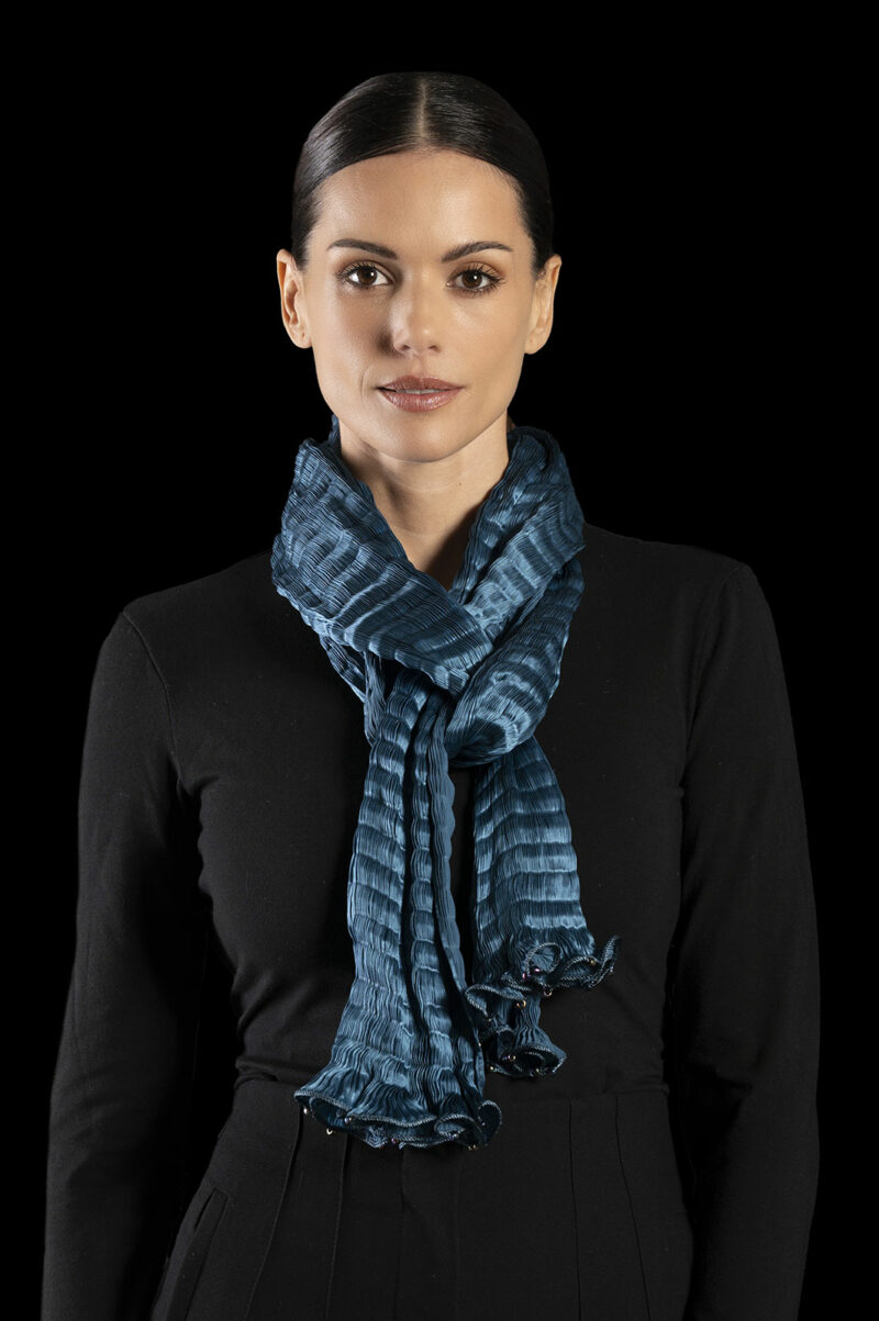 Pleated silk scarves
