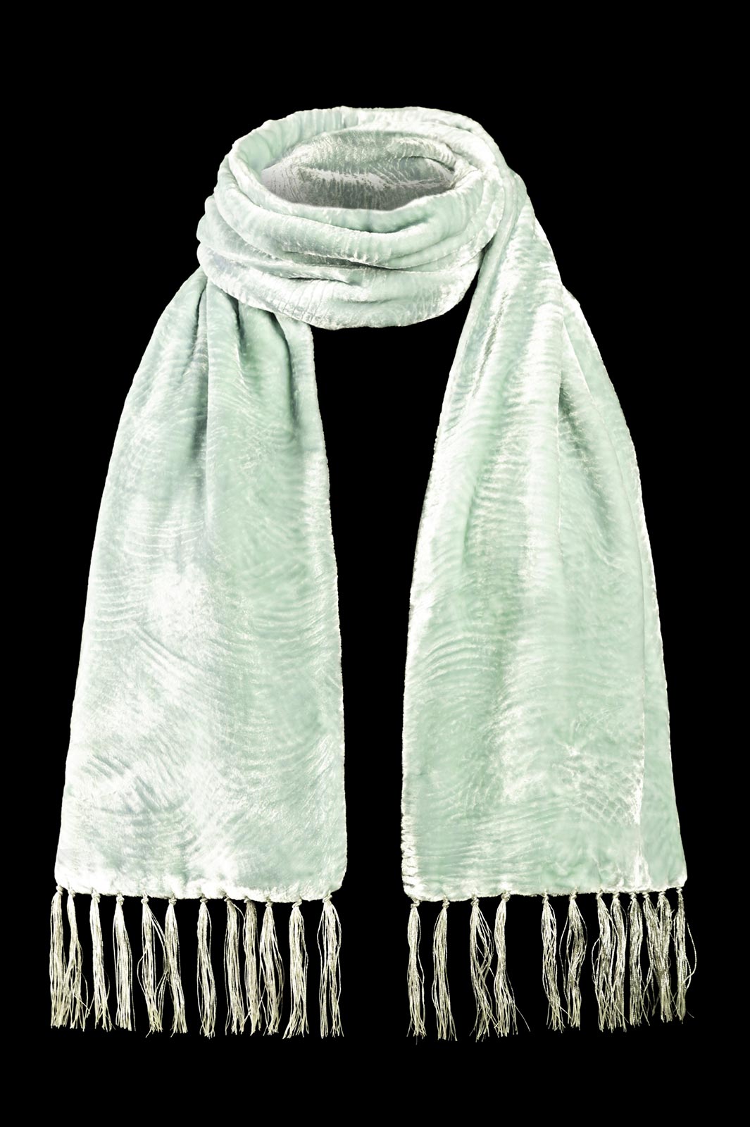 Fortuny furrowed velvet scarf with fringes