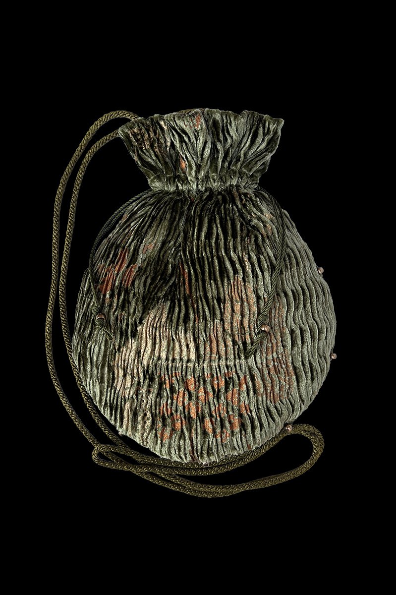 Fortuny Praline velvet bag | Riassunto Olive Green — back view