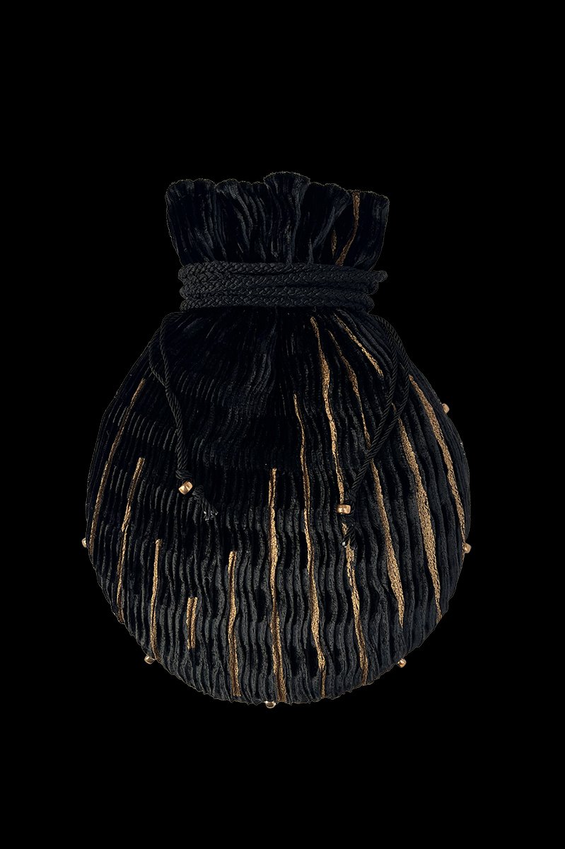 Fortuny Praline velvet bag | Righe Black