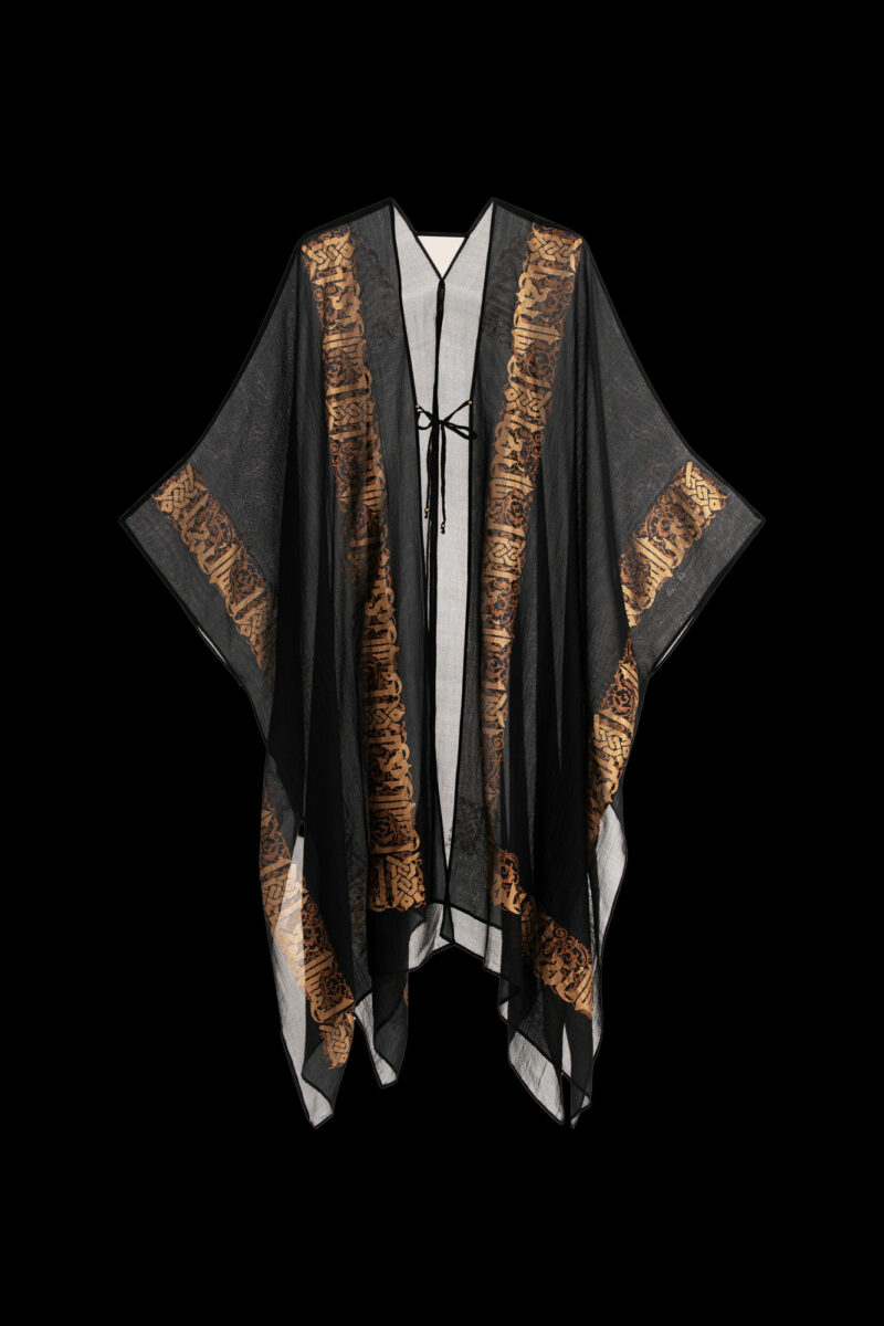 Esther Evening Coat in Crepe Georgette | Arabo Black