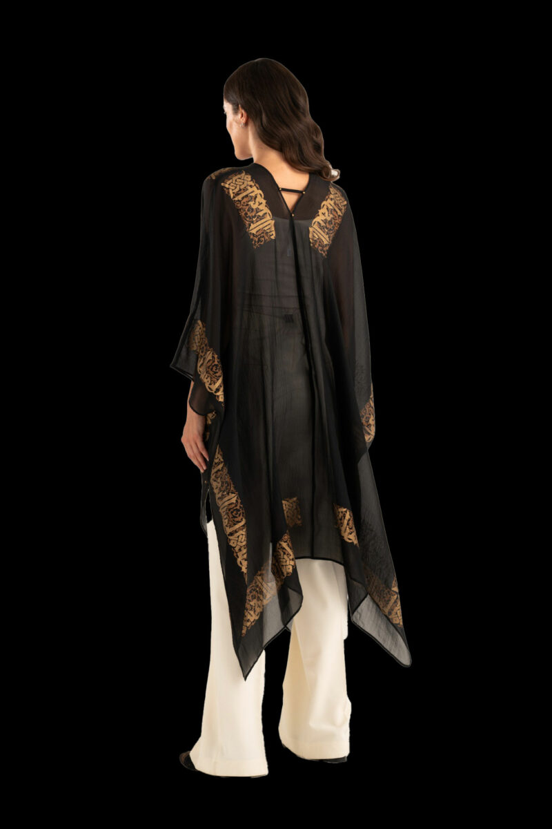 Esther Evening Coat in Crepe Georgette | Arabo Black