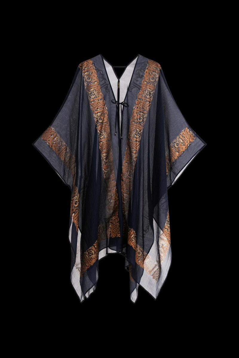 Esther Evening Coat in Crepe Georgette | Arabo Navy