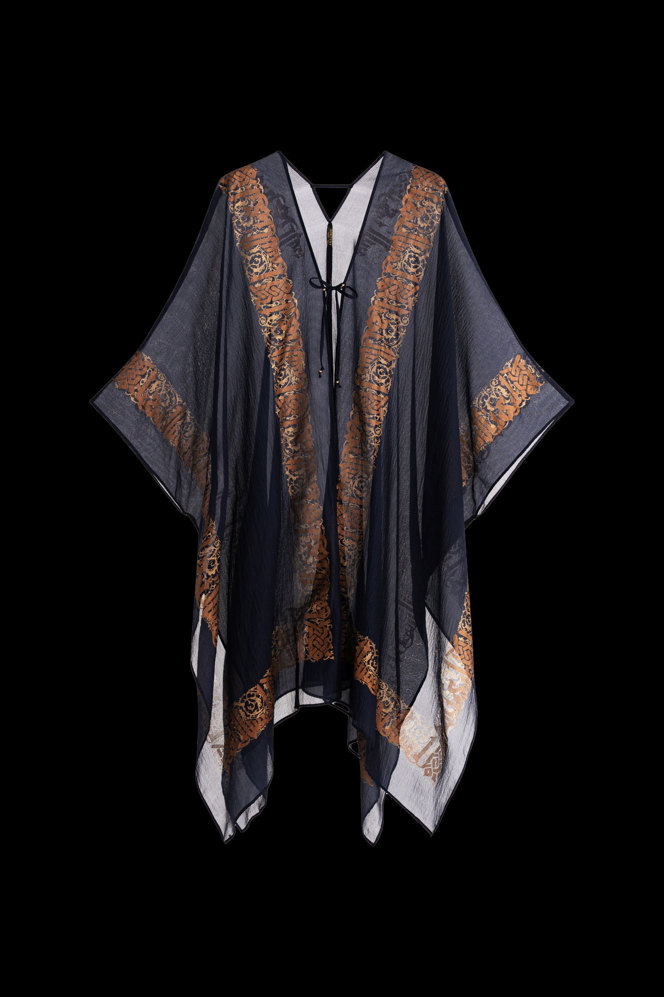 Esther Evening Coat in Crepe Georgette | Arabo Navy