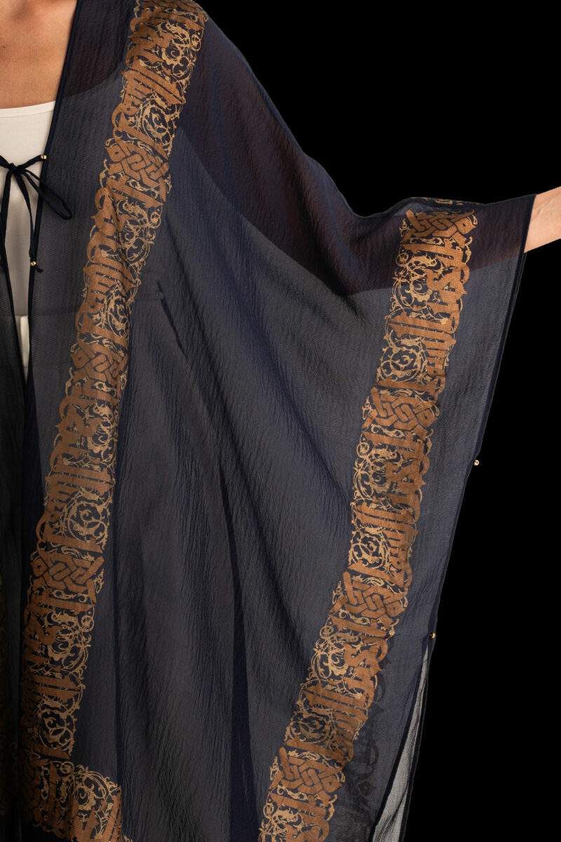 Esther Evening Coat in Crepe Georgette | Arabo Navy