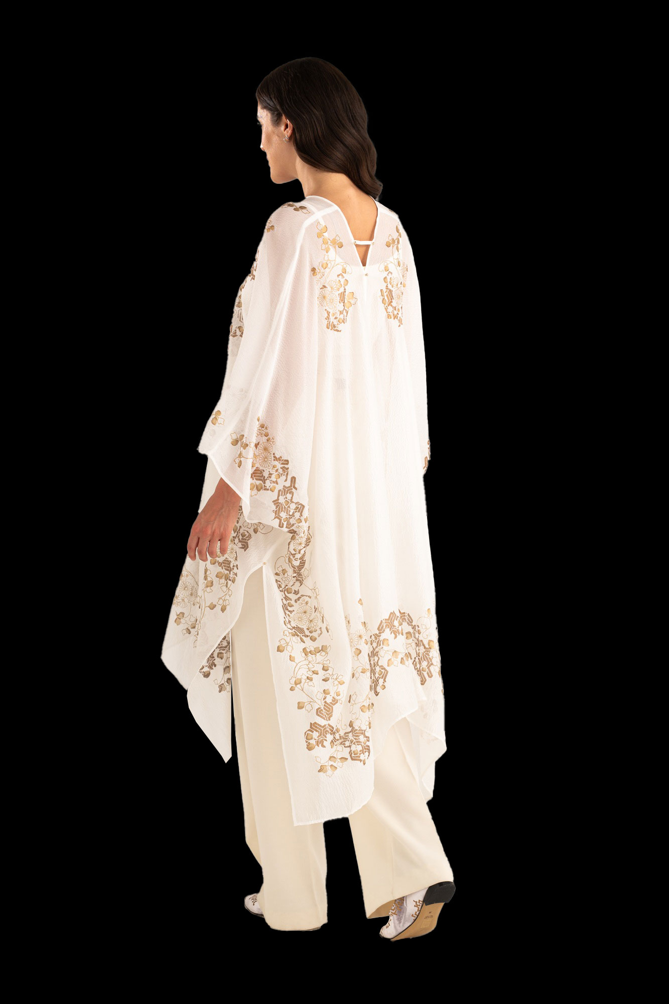 Esther Evening Coat in Crepe Georgette | Ramage White