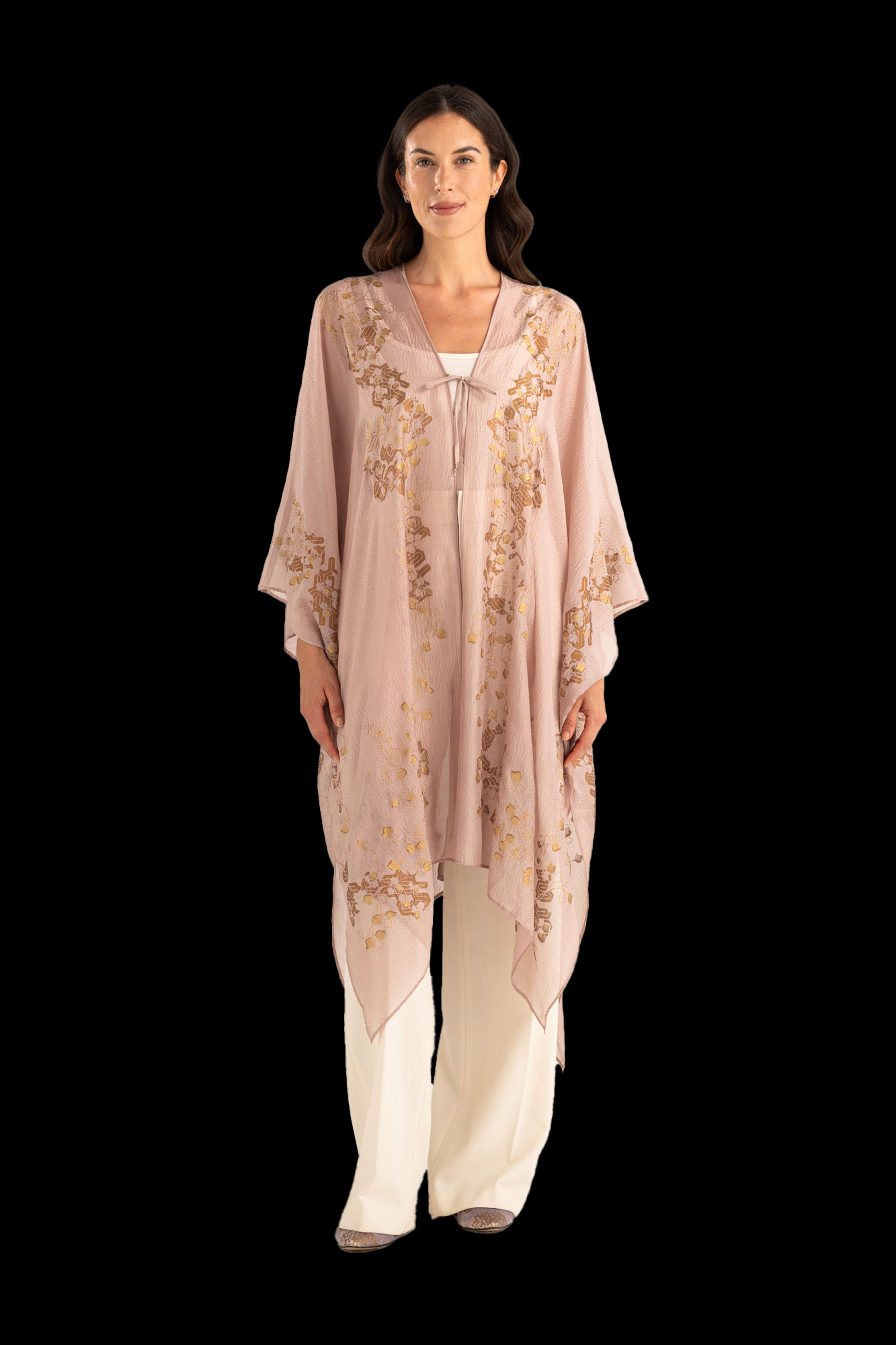 Esther Evening Coat in Crepe Georgette | Ramage Mauve