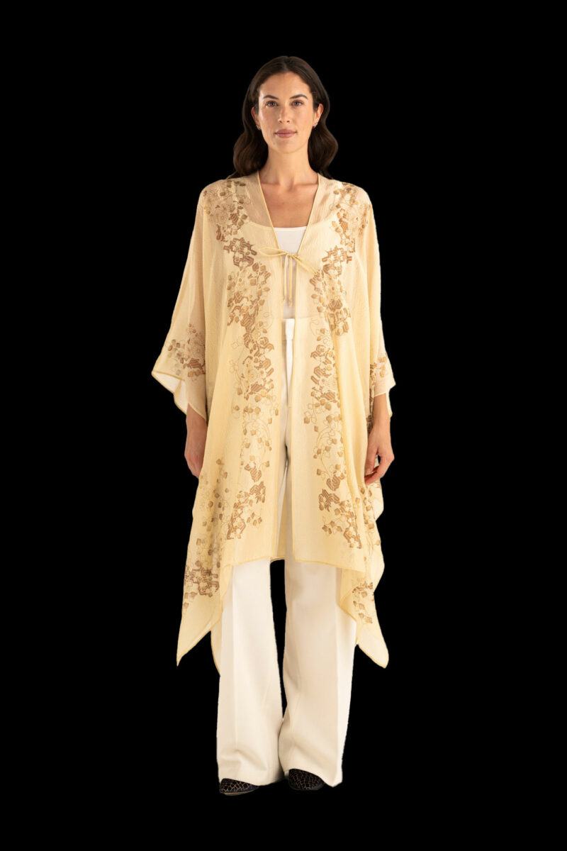 Esther Evening Coat in Crepe Georgette | Ramage Beige