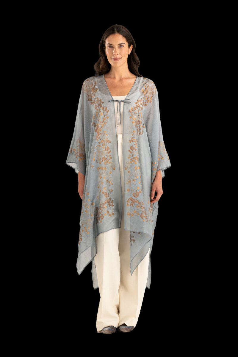 Esther Evening Coat in Crepe Georgette | Ramage Candy Blue