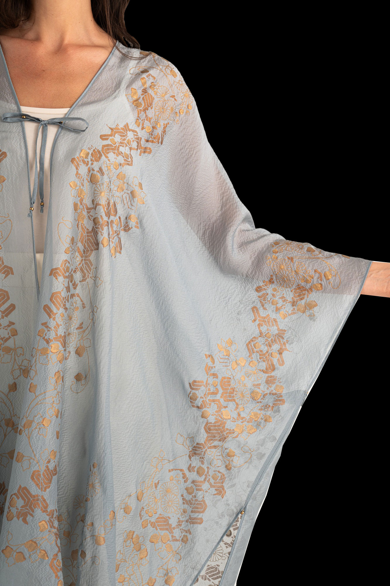 Esther Evening Coat in Crepe Georgette | Ramage Candy Blue