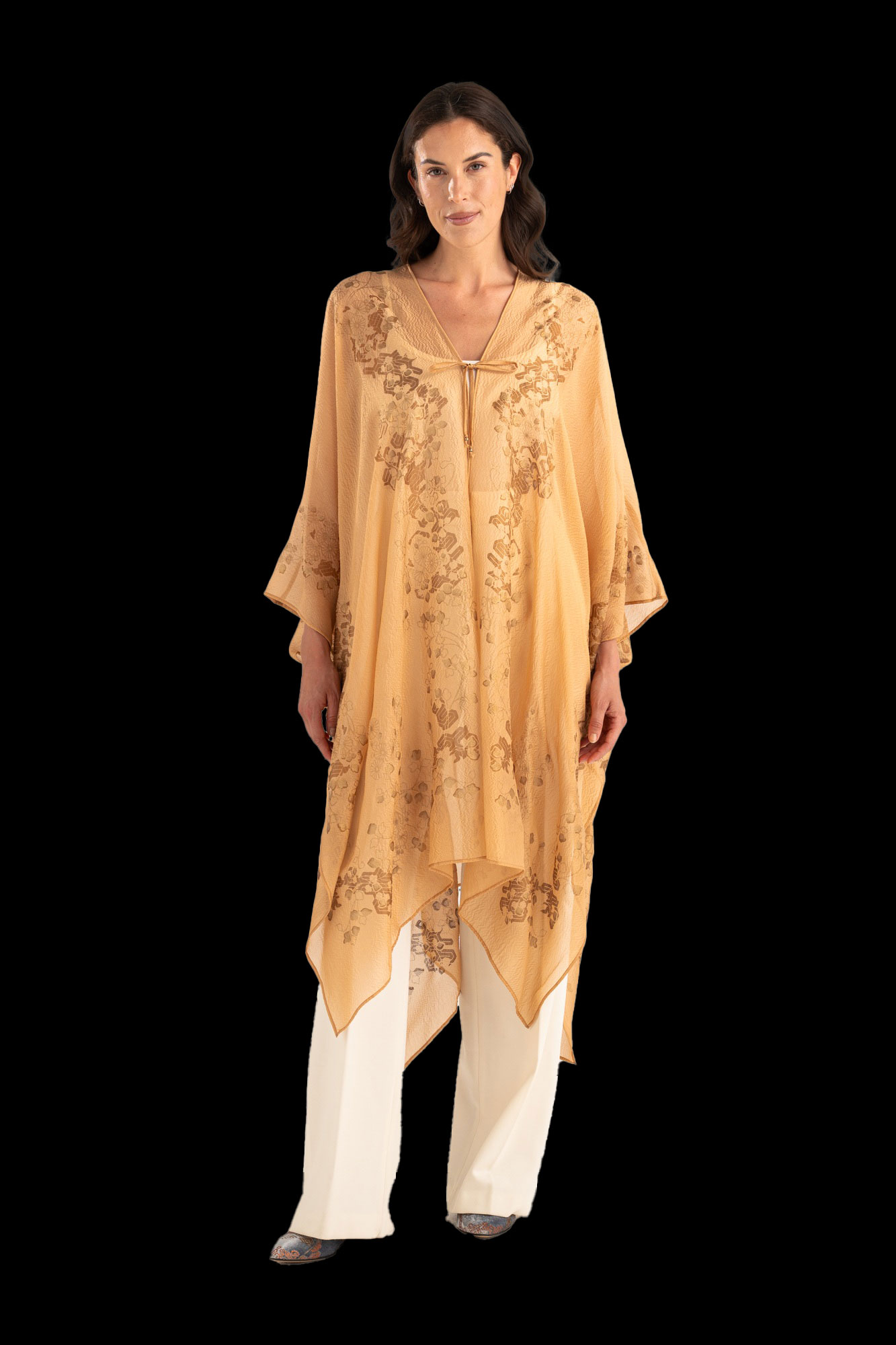 Esther Evening Coat in Crepe Georgette | Ramage Light Biscuit