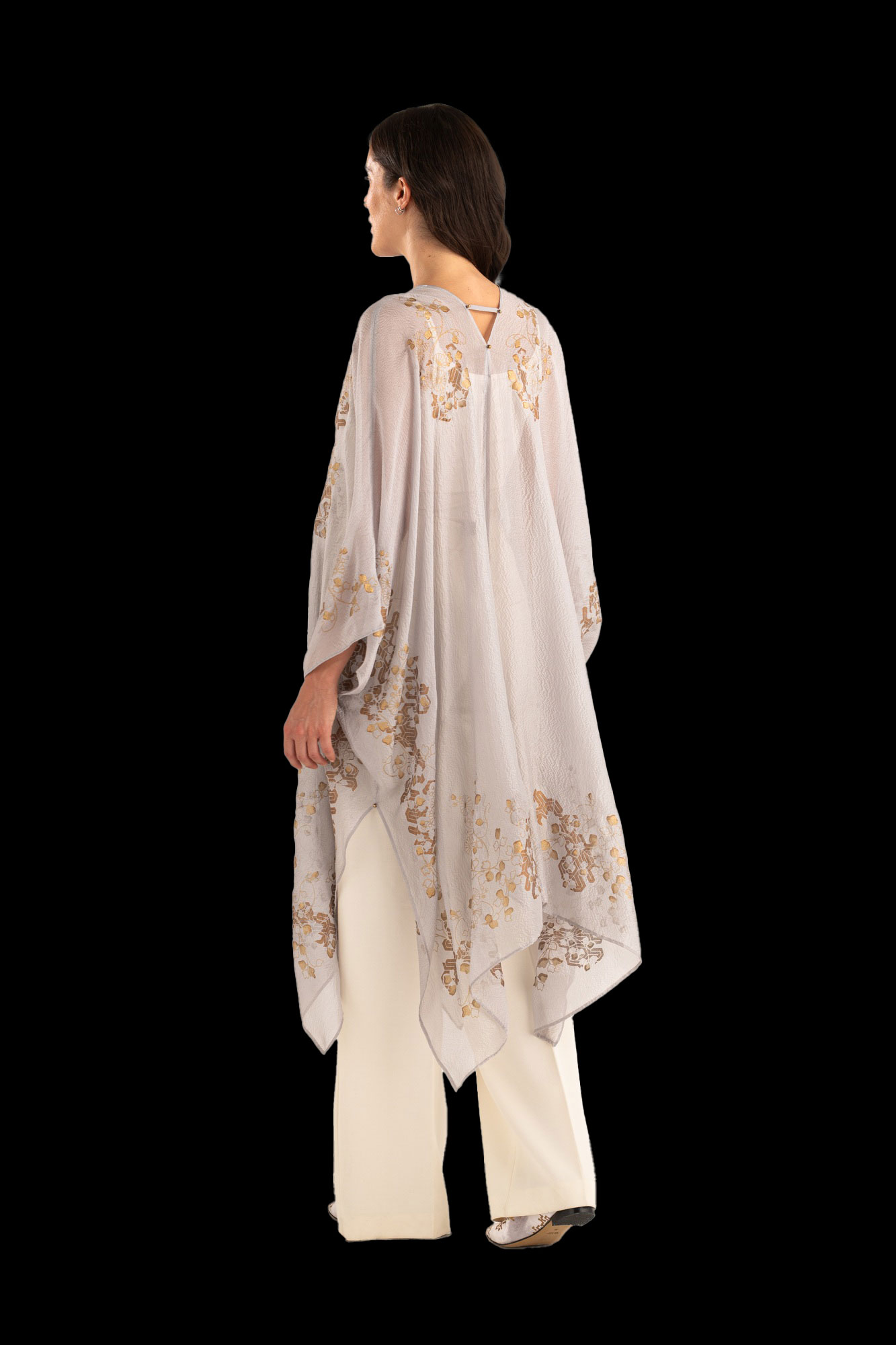 Esther Evening Coat in Crepe Georgette | Ramage Taupe