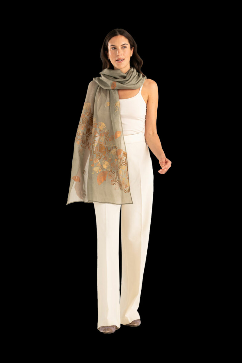 Crepe Georgette Scarf | Ventagli Sage Green