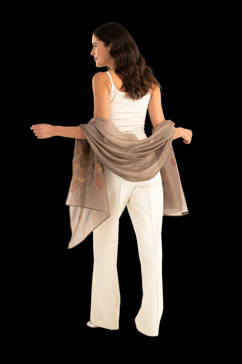 Crepe Georgette Scarf | Ventagli Marron Glacé